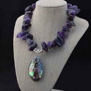 Amethyst abalone women's necklace