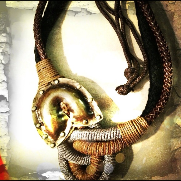 CLOSING SALE Leather, Rope, Bronze Tie Belt