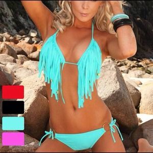 Blue fringe Bikini