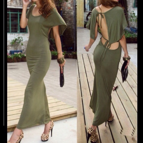 Backless MaxiDress Avail in Green & Black
