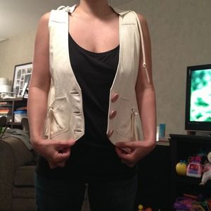 Reduced! Mike & Chris white leather vest SMALL