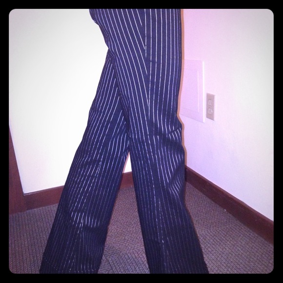 Black pinstripe pants