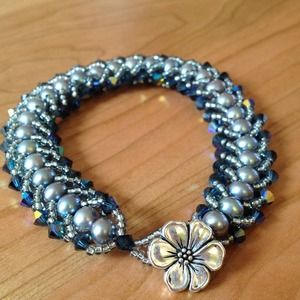 Pearl & Crystal Caterpillar Bracelet
