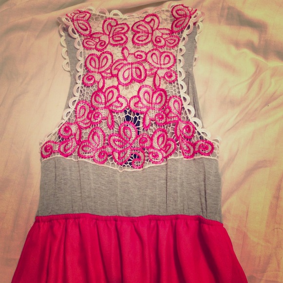 SOLD! Lace Pink and Gray Sundress!