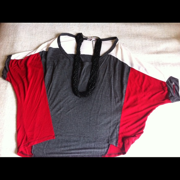 White, Grey and Red top