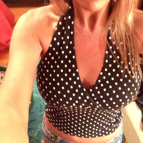 🌺BUNDLED/SOLD🌺Black & White Polka Dot Halter