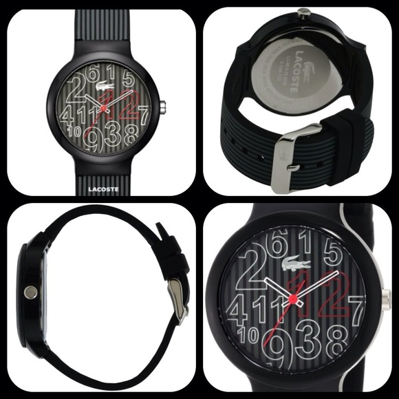Authentic Lacoste Black Dial Black Striped Watch