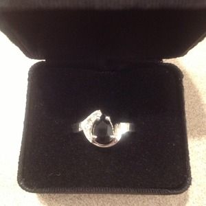 SOLD!! Heavy 925 sterling and black sapphire ring