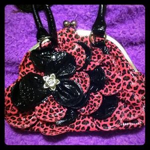 Reserved! Pink and black leopard purse!