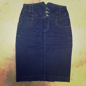 Dark Wash Denim High-Waisted Skirt