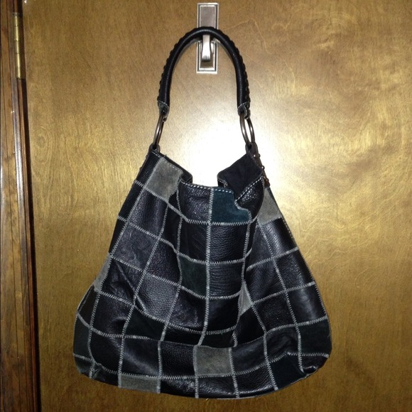 Leather and Suede Patchwork Hobo Bag