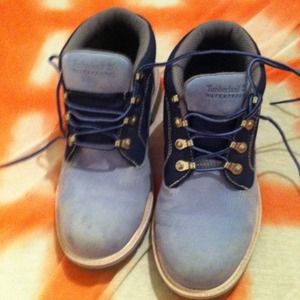 Blue, water proof, authentic Timberlands.