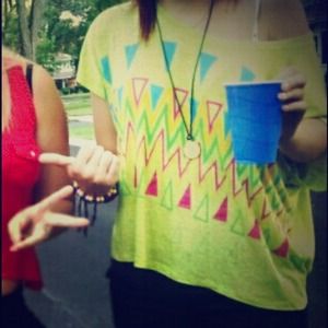 Triangle off the shoulder neon top