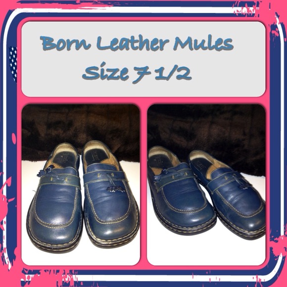 Born Blue Leather Mules