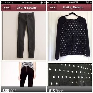 Jcrew pixie charcoal 4, loft polka dot sweater S