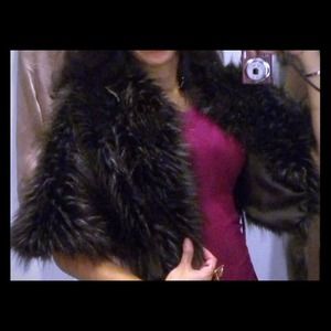 Bebe Brown Fur Caplet(Faux Fur)