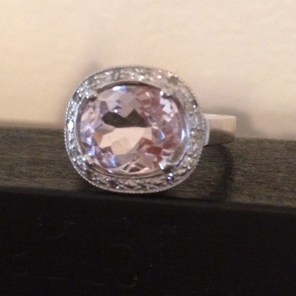 SOLD on other site Kunzite Diamond 14 kt. WG Ring