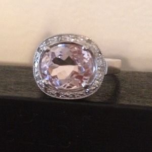 SOLD on other site Kunzite Diamond 14 kt. WG Ring