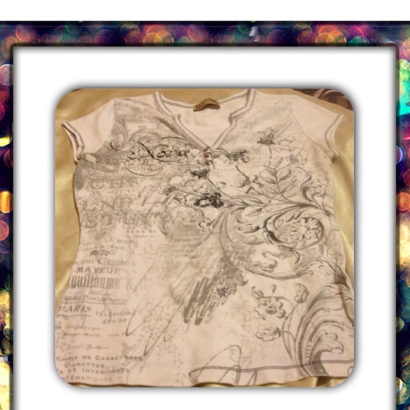 black white, Gray shirt with jewels