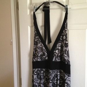 Black & White halter maxi dress