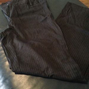 Blackish grey pants with white pinstripe