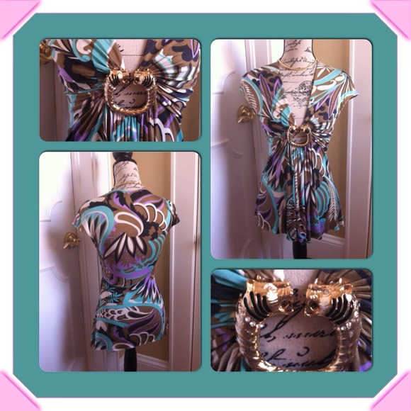 ✨Nordstrom Animal Print Blouse with leopard buckle