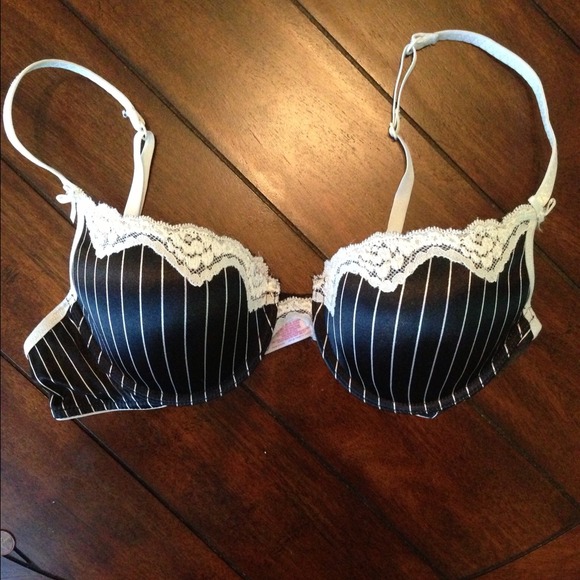 Candies black pin stripe bra