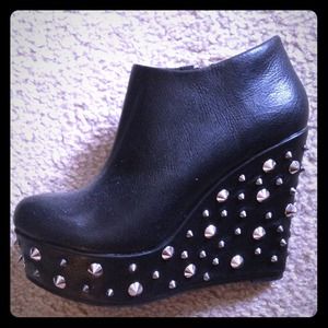Studded wedge booties