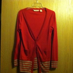 TRADED  Red Cardigan and Blue Forever 21 Top