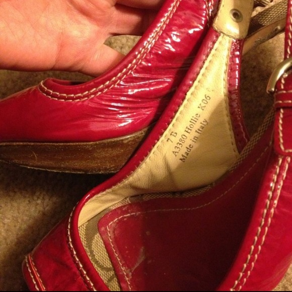 Coach Patent Leather Sling Back Pink Heel Summer - Picture 5 of 6