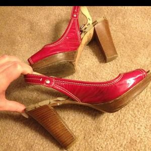Coach Patent Leather Sling Back Pink Heel Summer