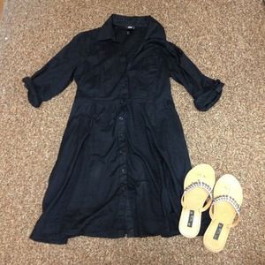 🎉 Black Button Down Dress