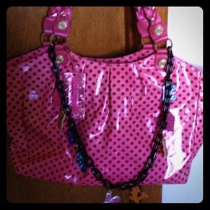 Pink & black Betsey Johnson beach bag