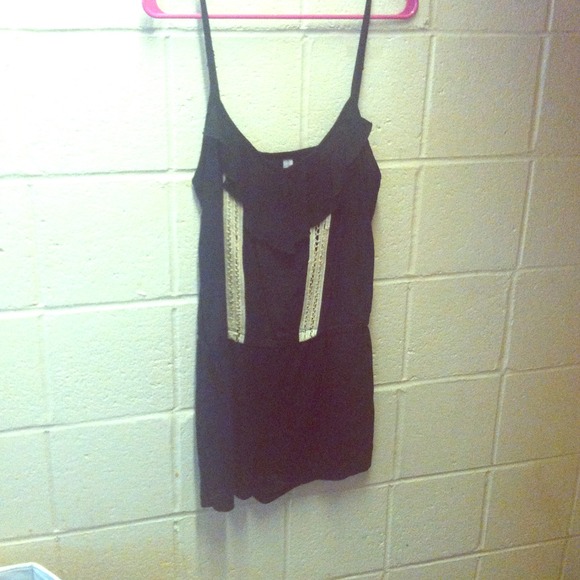 Black and cream romper