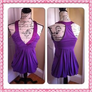 NWOT💜BeBe💜Balloon T-Strap Blouse✨Sm Med✨