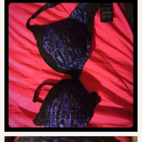 Blue cheetah print bra
