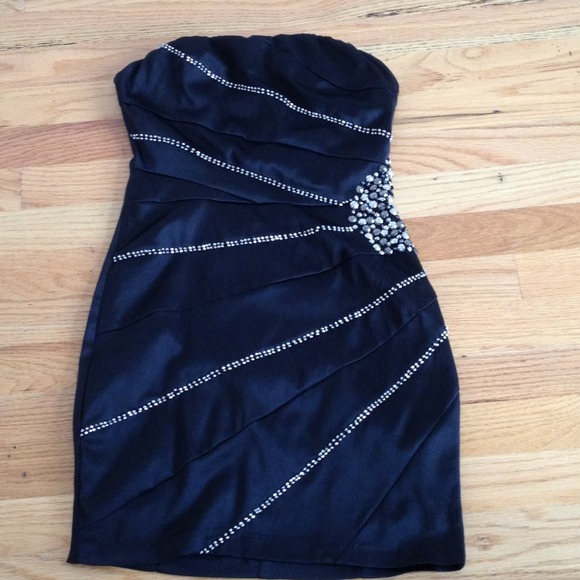 Black strapless studded dress