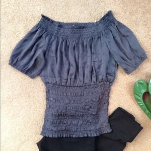 Silvery gray silk-like top