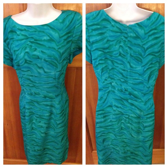 Teal Print Silk Dress