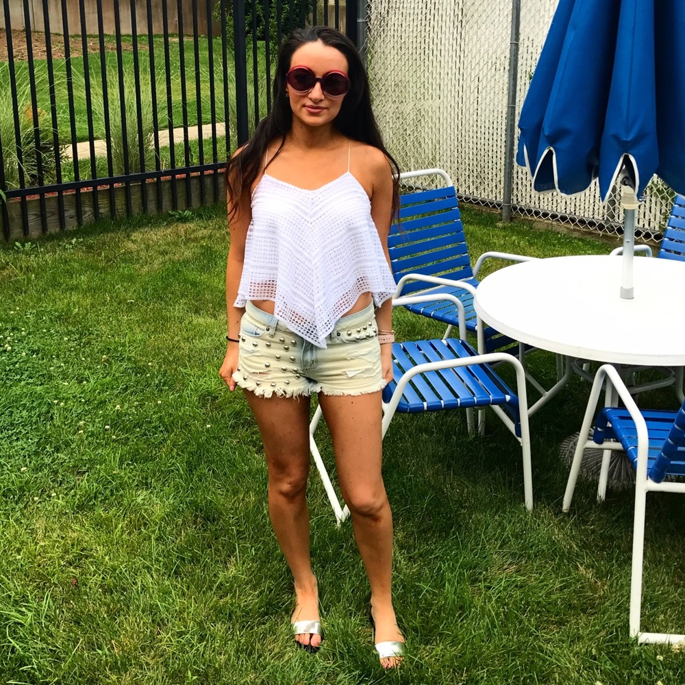 Studded and Distressed Cutoff Shorts