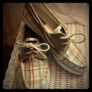 Blue and tan striped Sperrys!