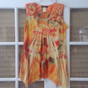 Multi Colored Orange/Yellow top w/cranberry shell