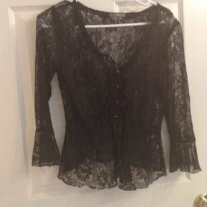 Black lace button down shirt