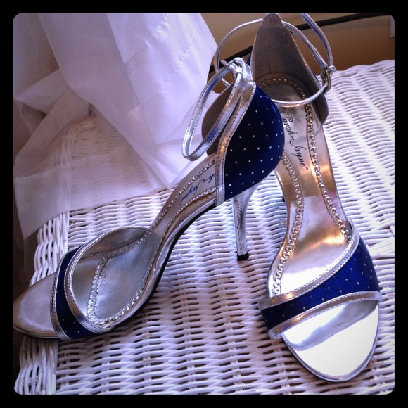 Blue and sliver heels