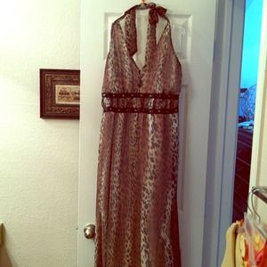 Leopard Halter Maxi Dress