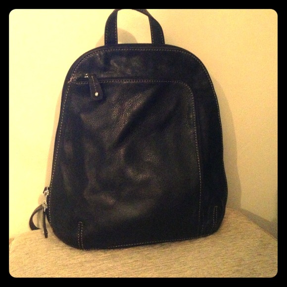 Black leather backpack