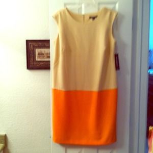 ColorBlock Tan/Orange Dress