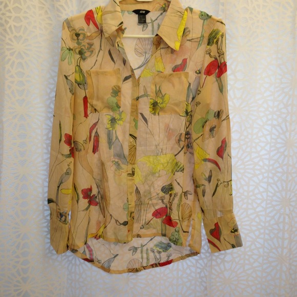 H&M sheer garden party button down