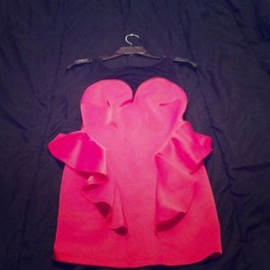 Only worn once pink and black mesh peplum dress💗