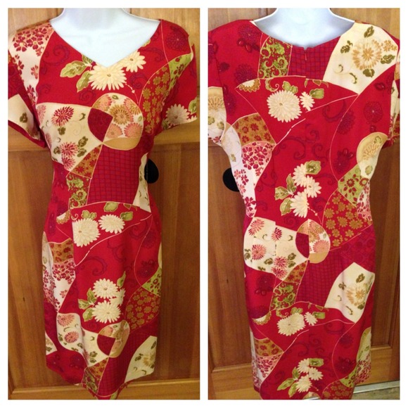 Red Print Pure Silk Dress